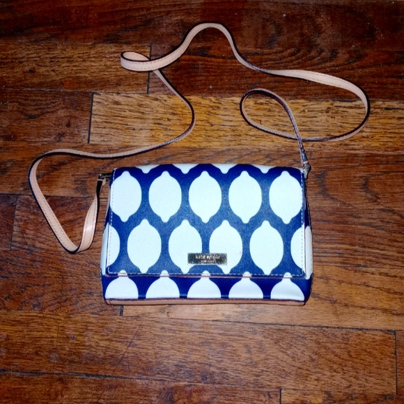 kate spade Handbags - Kate Spade Blue and White Geometric Crossbody Bag
